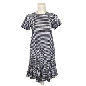 LuLaRoe Maurine Blue‎ White Stripe Dress *Altered* XXS